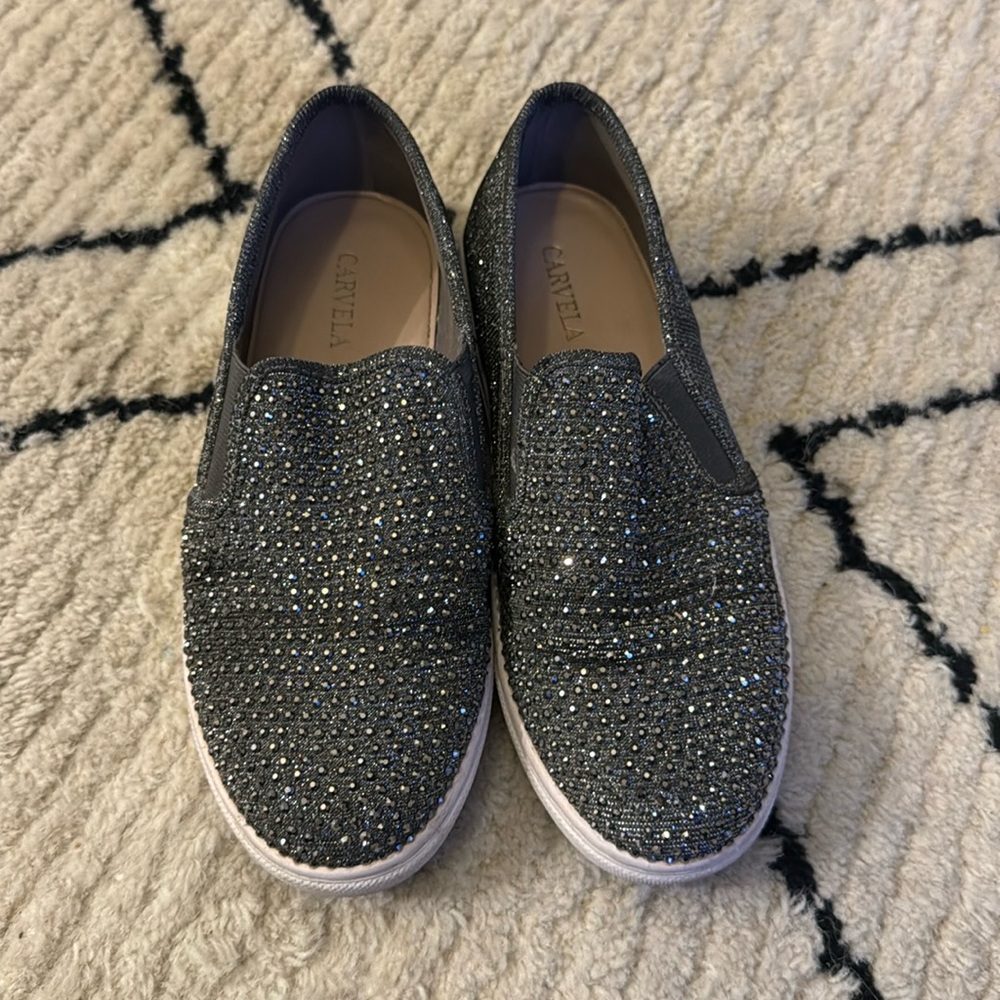 Kurt Gieger/Carvela  - Jamm Trainers (rhinestone slip on loafers in silver)